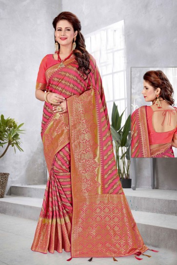 Red Banarasi Silk Fabric Weaving With Jacqaurd Work Designer Saree With Double Blouse