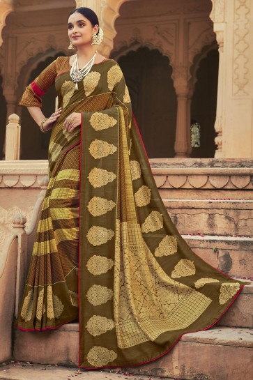 Multicolor Chanderi Silk Fabric Stone Work Designer Saree With Blouse