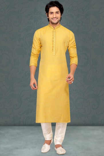 Yellow Cotton Fabric Kurta Payjama