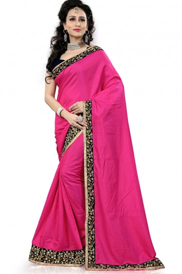 Ultimate Pink Silk Saree With Lace Work Blouse