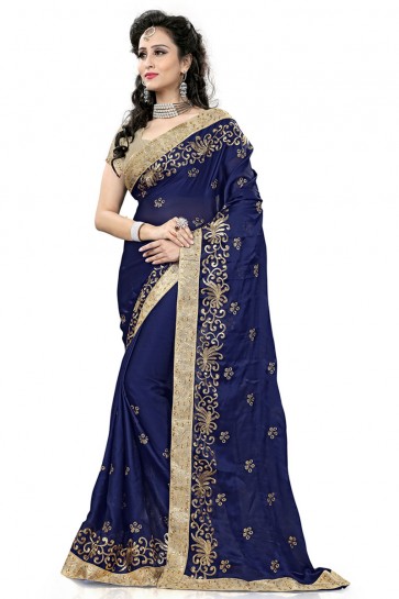Charming Blue Georgette Party Wear Printed Saree 