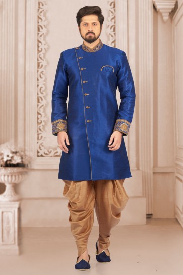 Pretty Blue Banarasi Silk Embroidered Indo Western