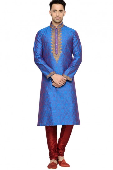 Supreme Blue Embroidered Dhupion Kurta Pajama