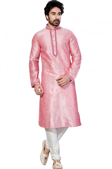 Desirable Pink Dhupion Designer Kurta Pajama