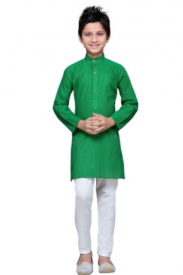 Graceful Green Cotton Designer Kurta Pajama