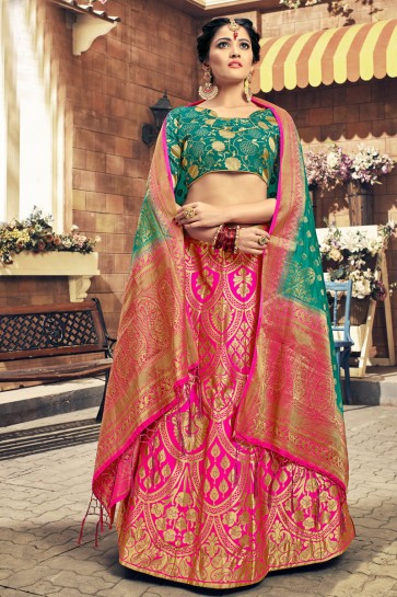 Supreme Pink Jacquard Work Banarasi Silk Desginer Lehenga Choli