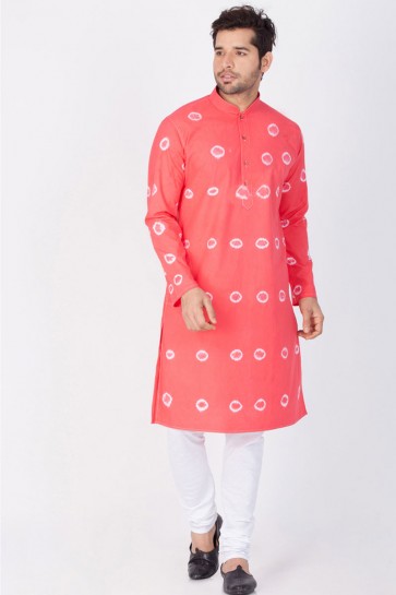 Pink Cotton Designer Kurta Pajama