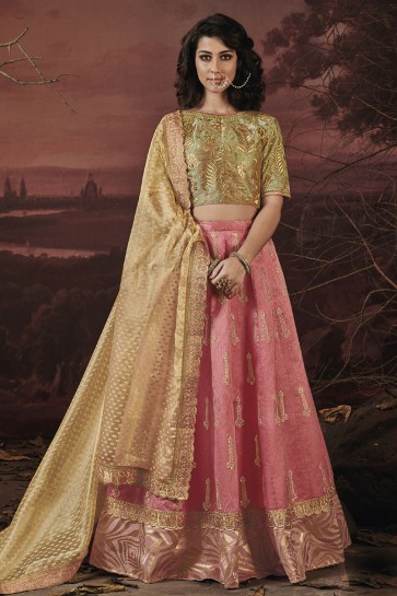 Pretty Pink Fancy Fabric Embroidered Designer Lehenga Choli