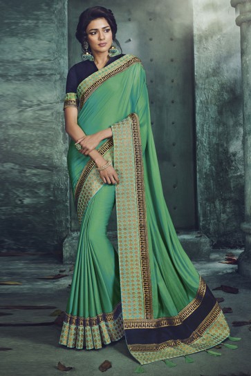 Green Fancy Fabric Jacquard Work Designer Saree 
