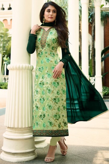 Kritika Kamra Light Green Brasso Golden Mill And Digital Print Salwar Suit