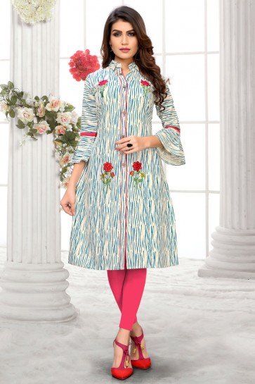 Lovely Cotton Multi Color Embroidered Kurti