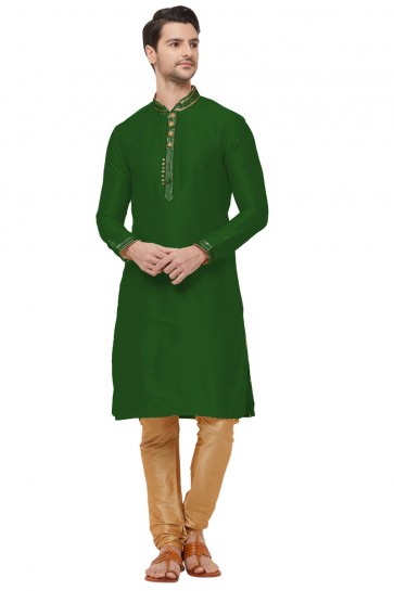 Ultimate Green Dhupion Fabric Designer Kurta Pajama