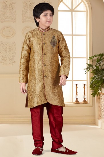 Banglore Jacquard Fabric Golden Indo Western With Art Silk Bottom