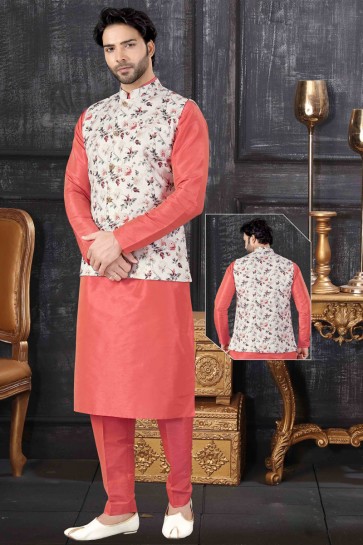 Rust Art Silk Fabric Indo Western With Multi Colour Silk Fabric Jacket