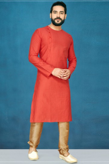 Red Dhupion Bottom Silk Fabric Indo Western