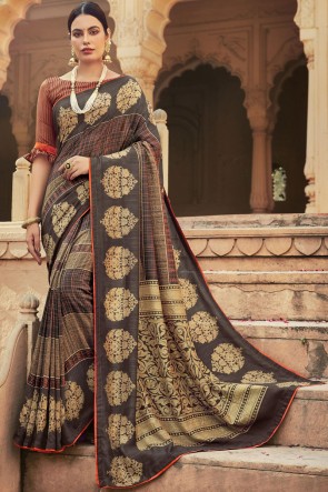 Chanderi Silk Fabric Multicolor A Designer Saree With Blouse