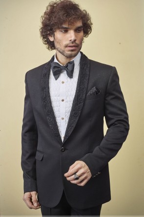 Imported Fabric Black Designer Readymade Mens Suit